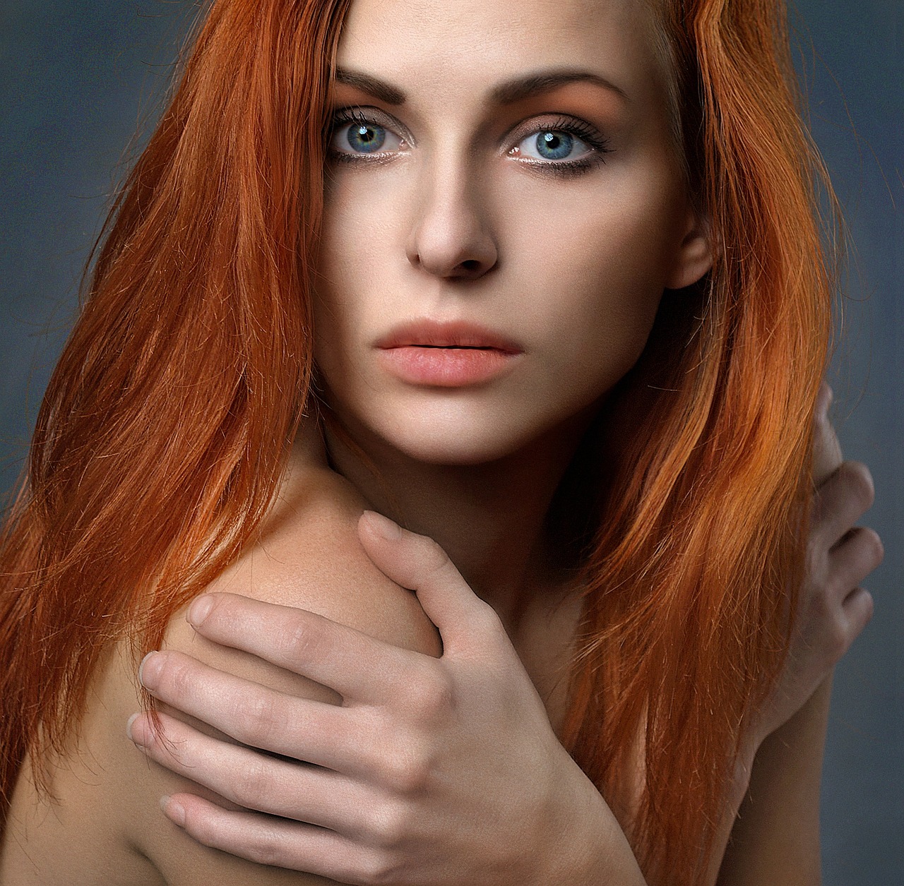 Long, glossy red hair